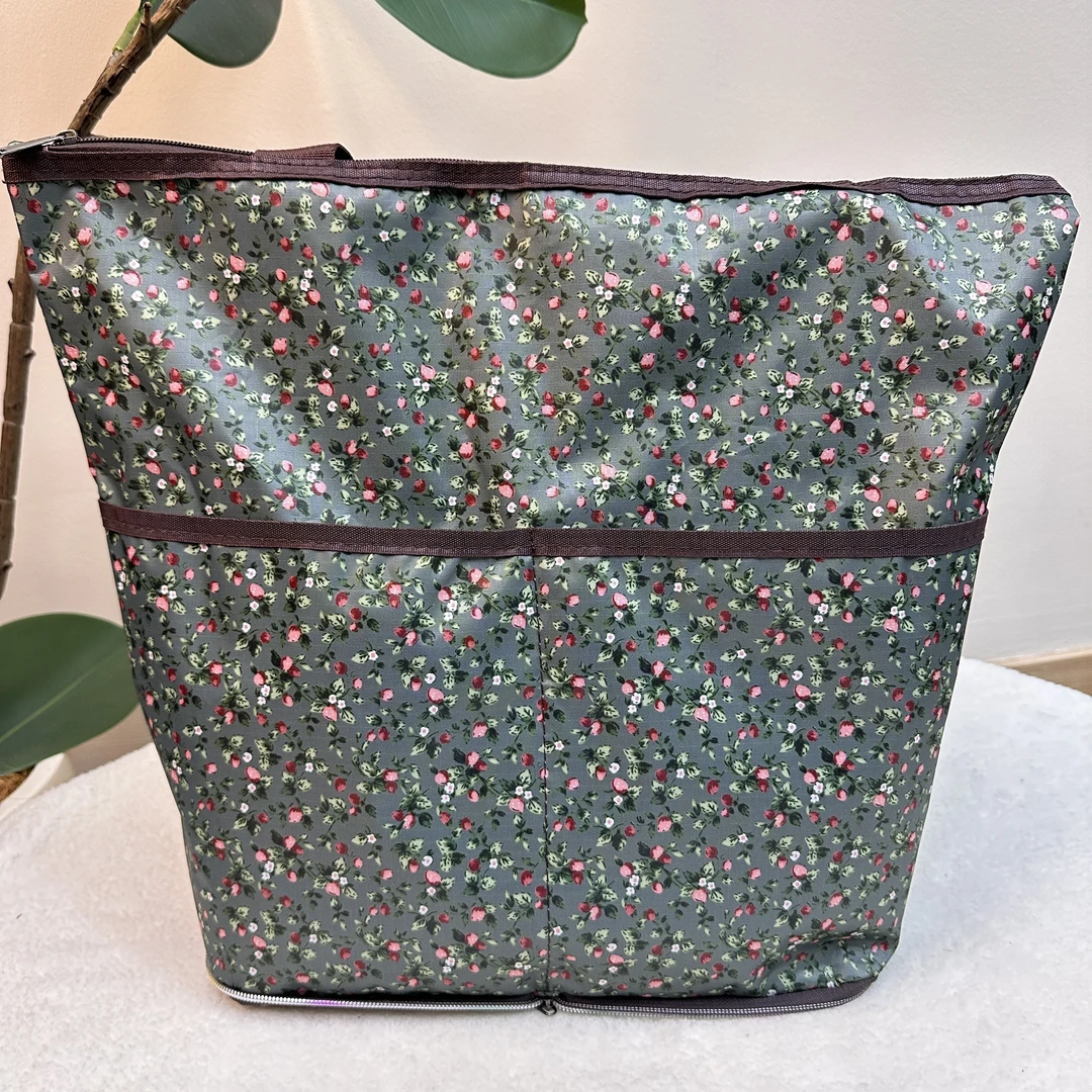 40x35cm 便携时尚折叠收纳多口袋拉链防泼水购物收纳 浪漫蔷薇