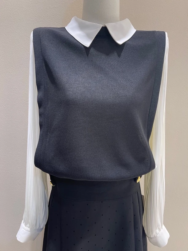 FONMEY梵迷 时尚气质假两件拼接衬衫