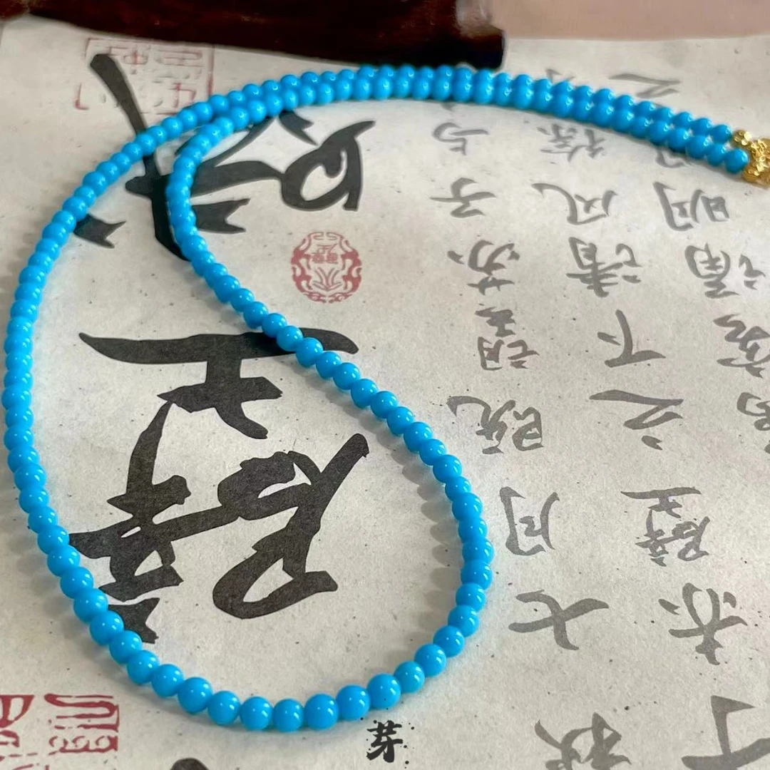 暴力蓝睡美人●18K金镶嵌绿松石项链多样性发一#8919