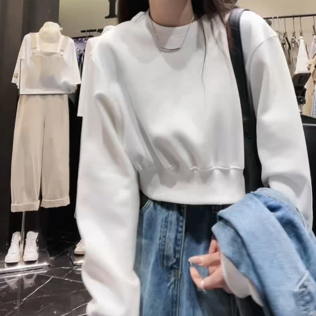 【百搭卫衣】春款2025韩版宽松休闲纯色短款卫衣LK2501337