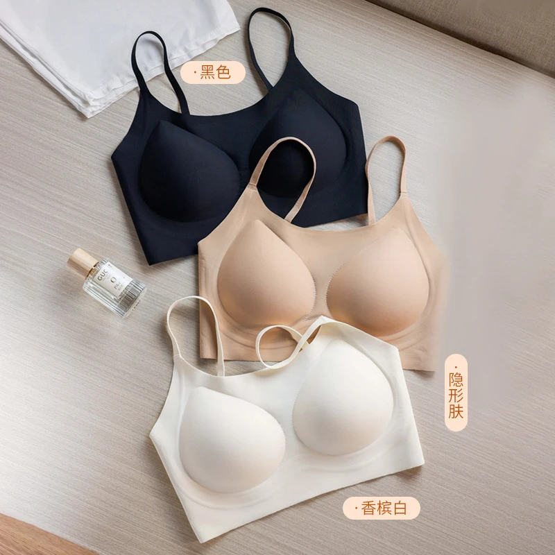 薄杯白T不透巨隐形内衣无痕粉底液薄杯防走光细肩吊带舒适背心Q05