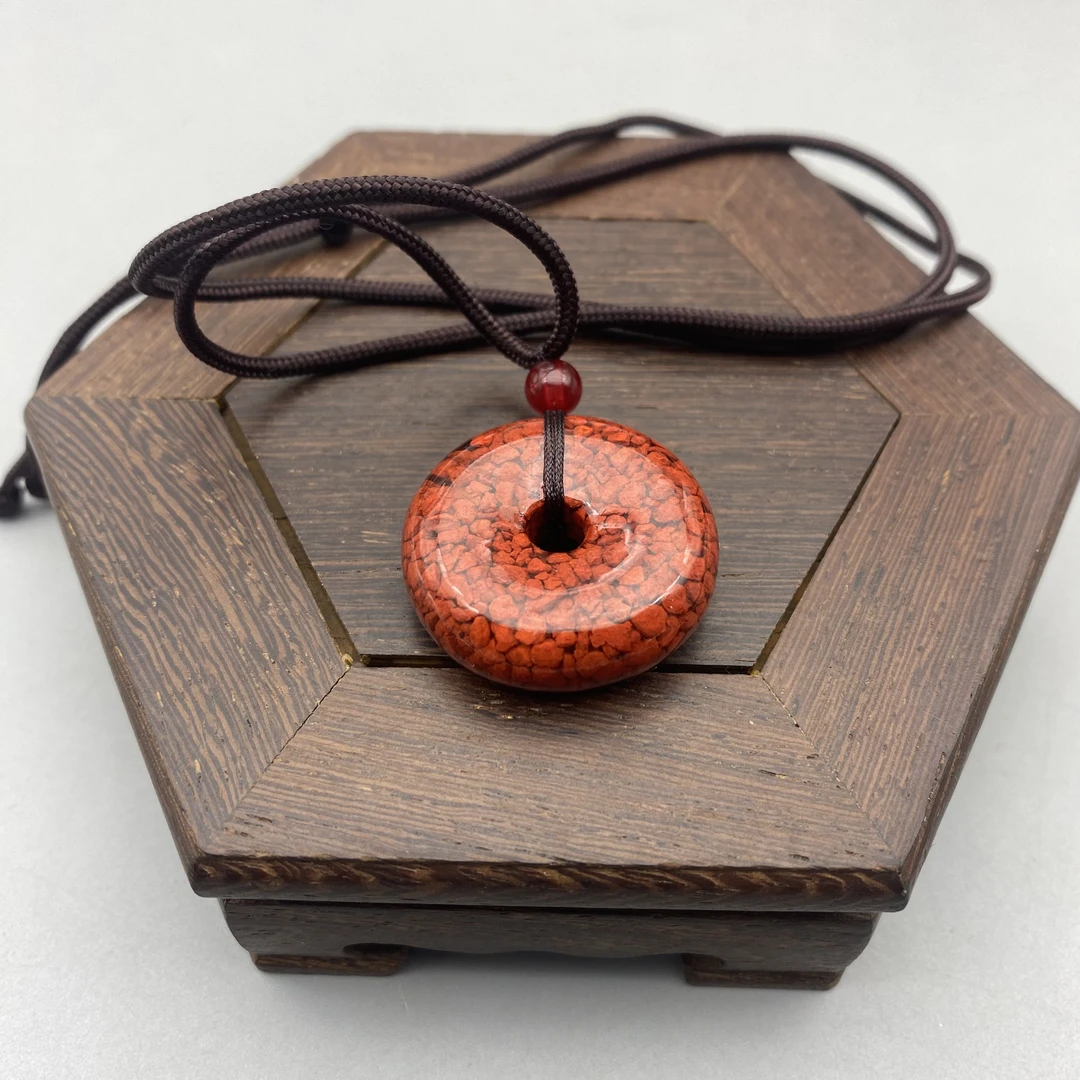 含辰砂工艺品JT334-晶体平安扣吊坠