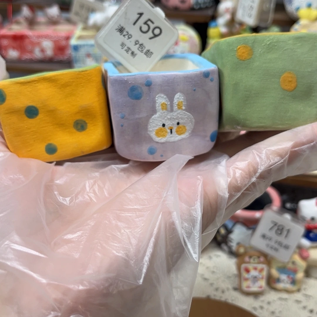 み***球159三个花盆手绘花盆
