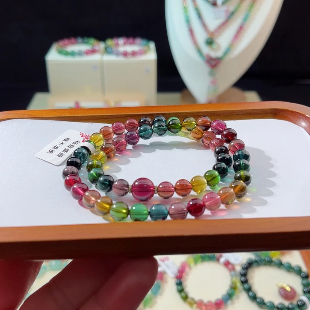 碧玺手串18K金镶嵌手串