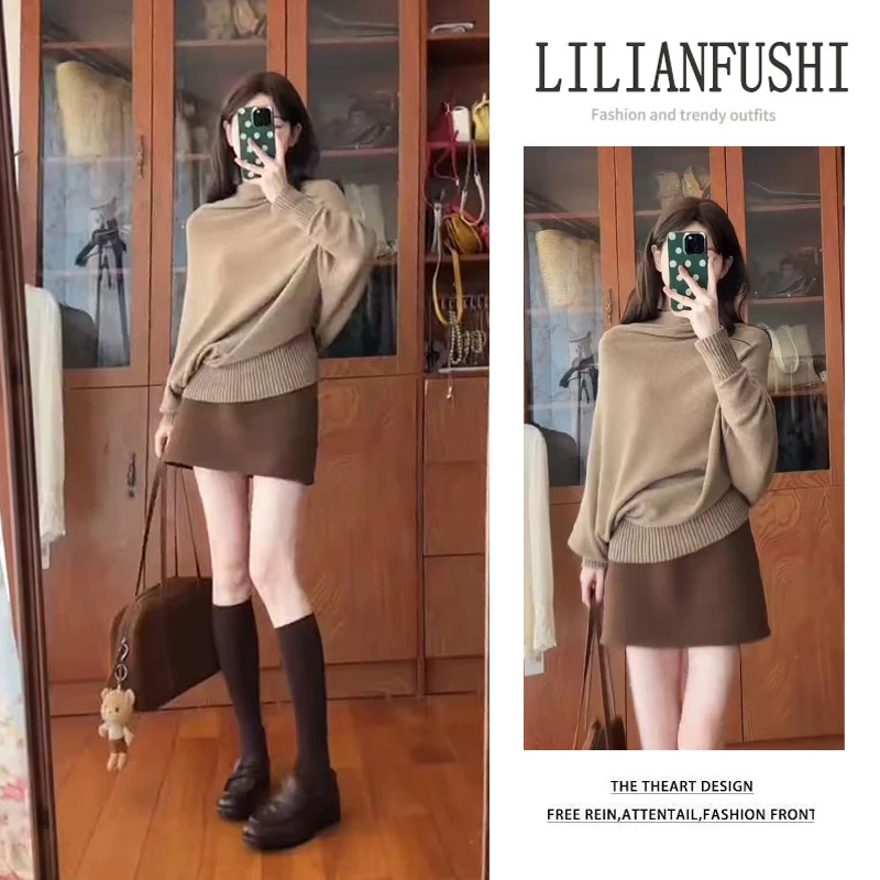 今年新春流行漂亮套装2026新款气质纯欲风显瘦毛衣休闲短裙两件套