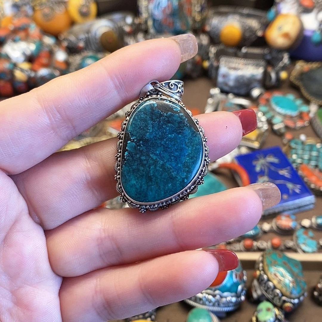 银S925镶嵌绿松石颈饰