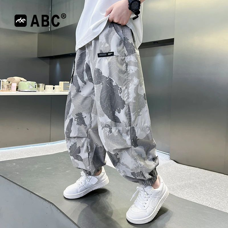 ABC男童夏款防蚊裤2025新款儿童迷彩薄款束脚裤中大童男孩休闲裤