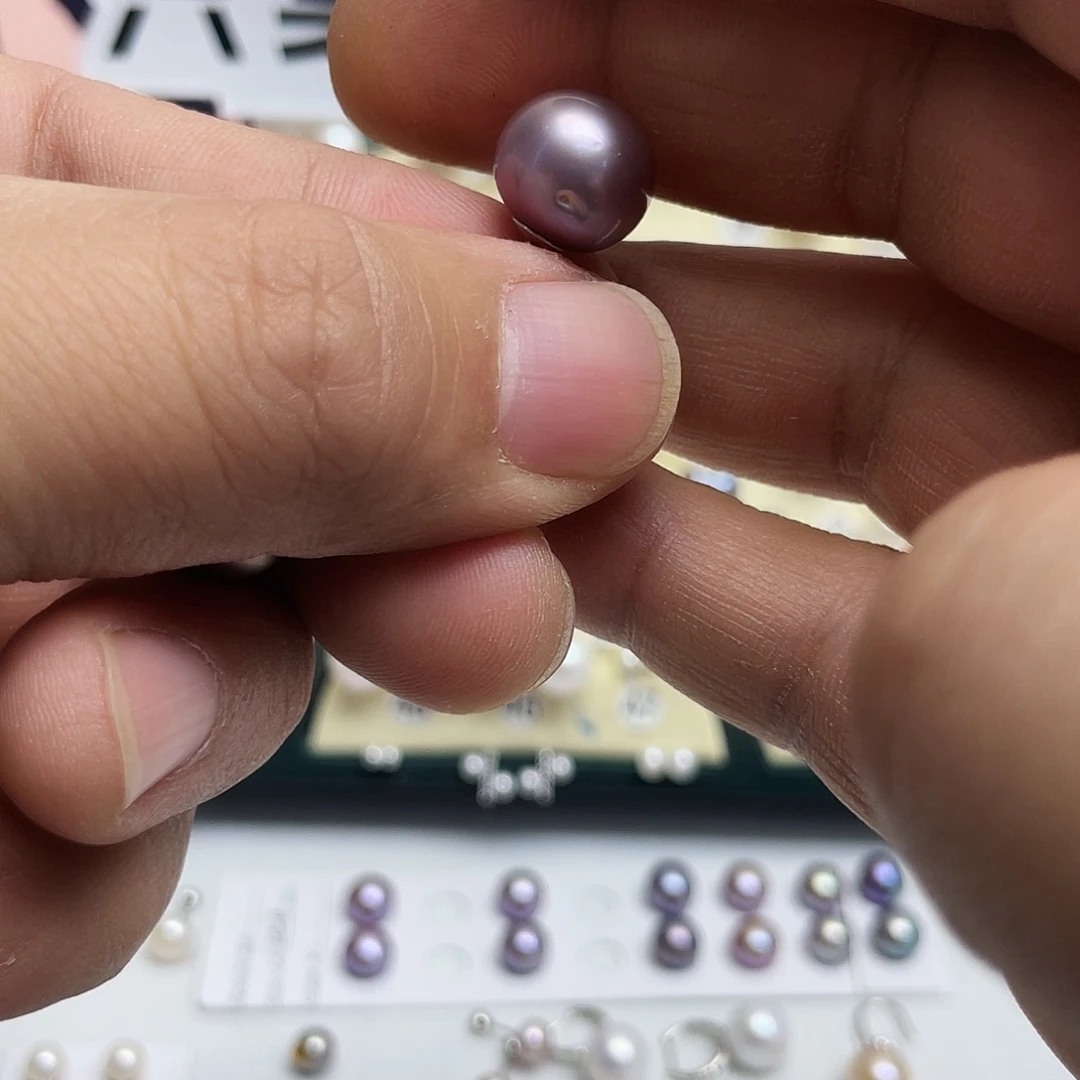 如***月淡水珍珠银S925镶嵌耳饰