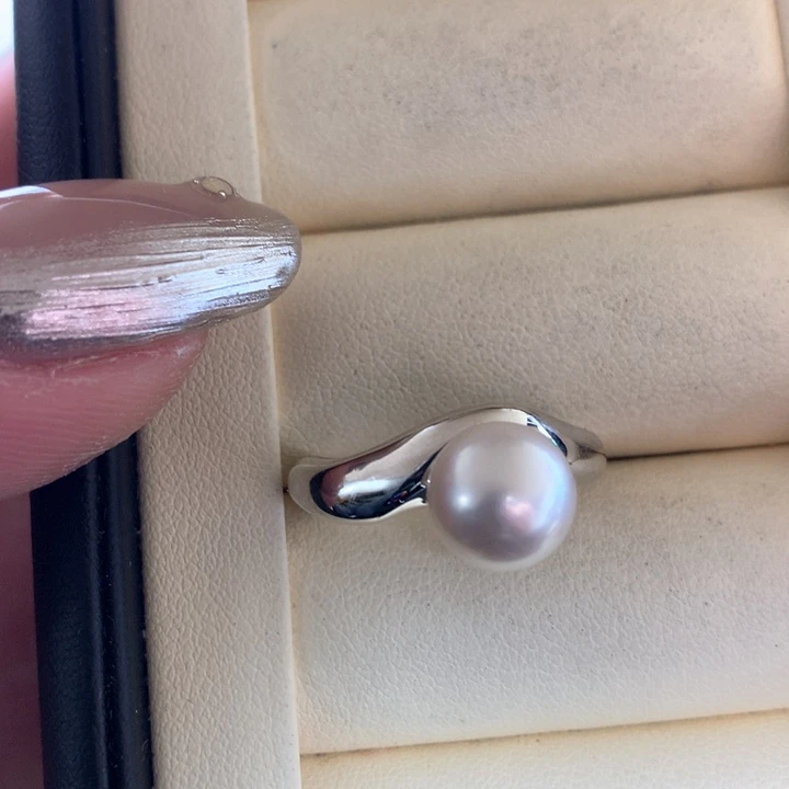 银S925镶嵌戒指海水珍珠