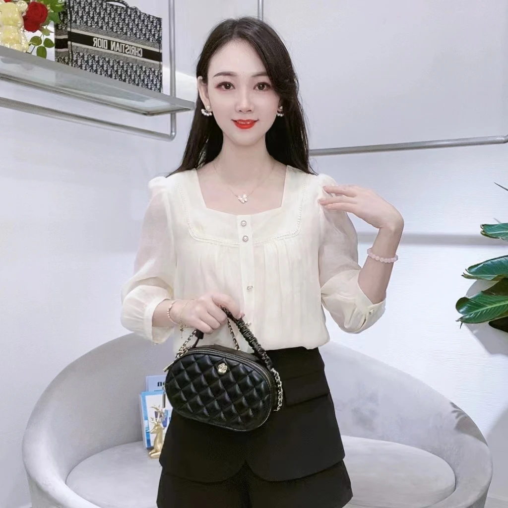 A7050新款时尚七分袖女气质减龄衬衫百搭轻职风洋气上衣