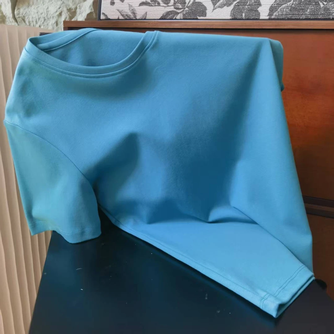 【锦衣云裳】时尚单品 双面丝光棉圆领短袖纯棉亲肤简约纯色百搭风