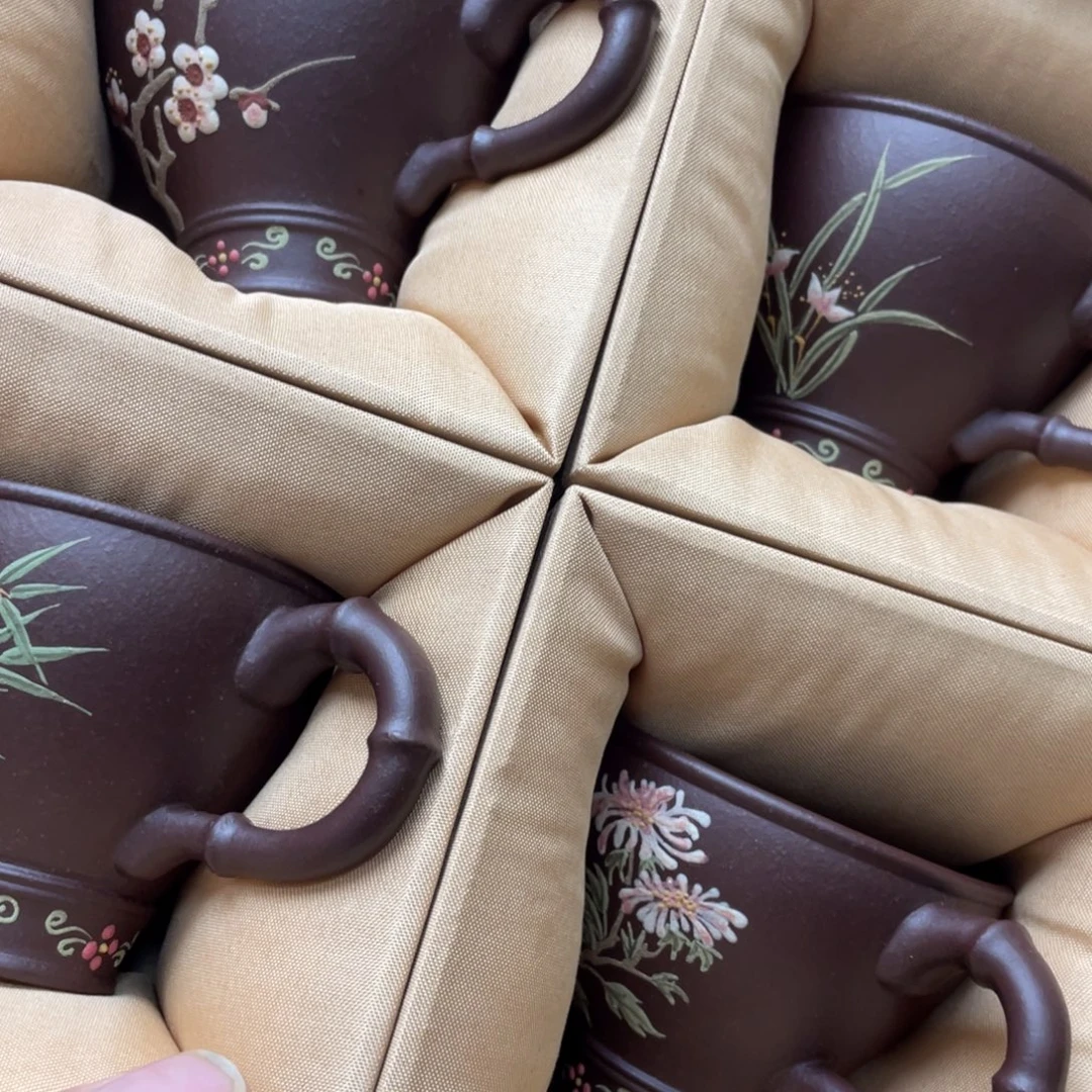 茶杯红泥紫砂主人杯一套送礼盒