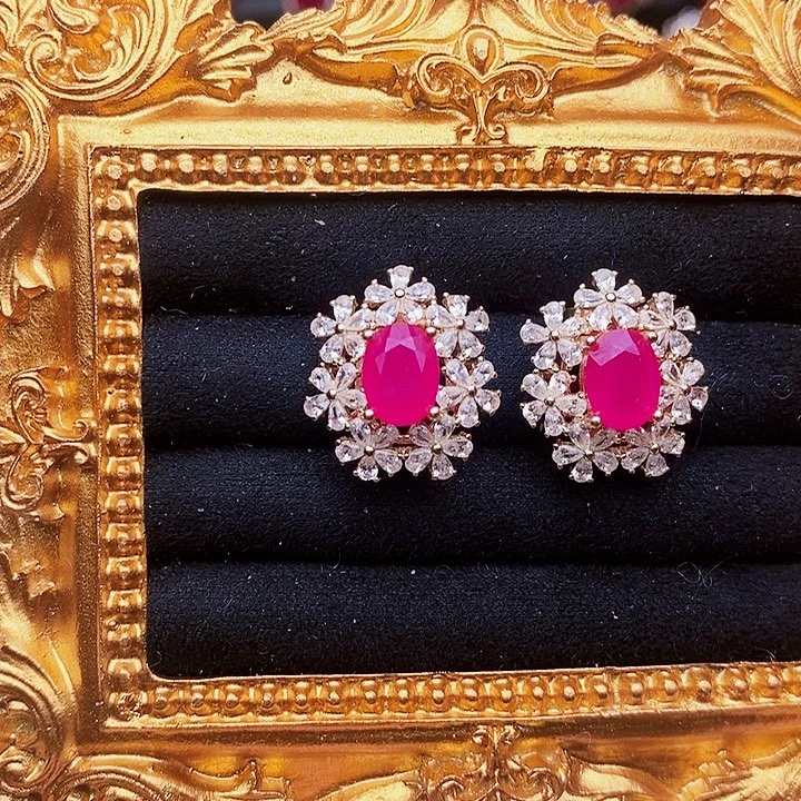 红宝石银S925镶嵌耳饰