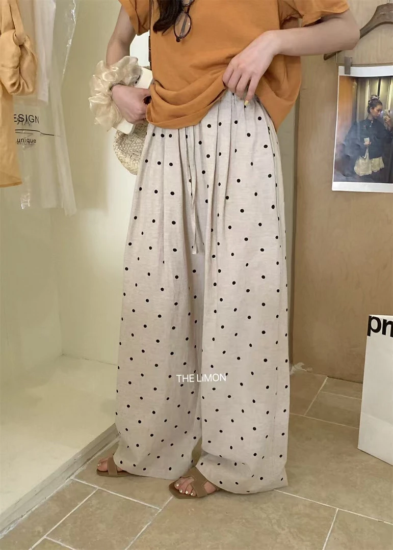 2025夏季新款慵懒百搭波点阔腿裤
