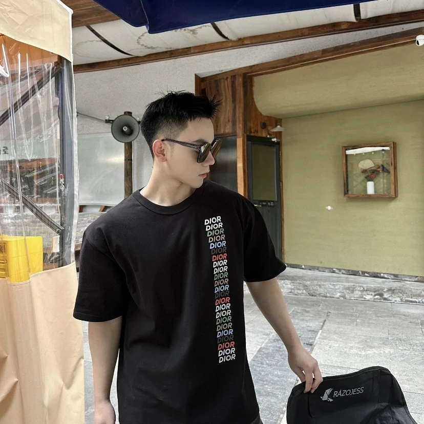 未使用 DIOR/迪奥 迪奥多色字母印花短袖T恤