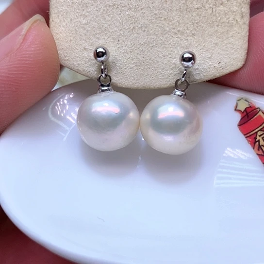 淡水珍珠耳饰银S925镶嵌