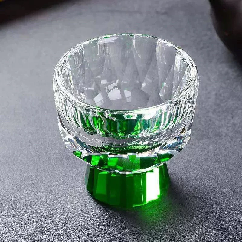 「买一送一」玺宴水晶玻璃绿色高升杯主人杯