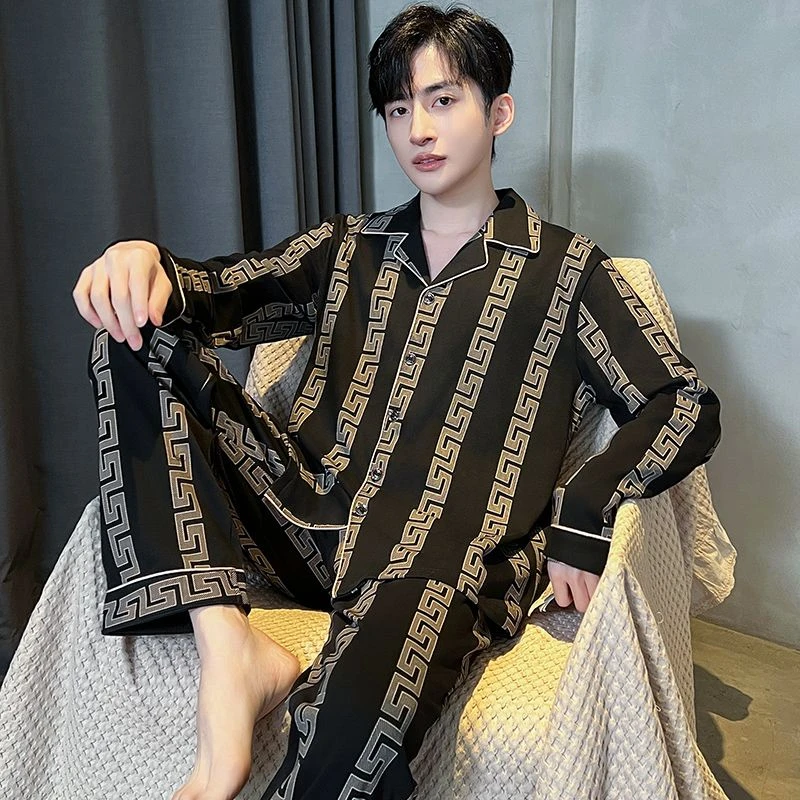 男士夏春秋薄款梭织棉纱布长袖长裤2025新款休闲大码可外穿家居服