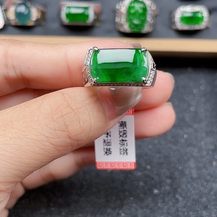 银S925镶嵌戒指翡翠20-25圈口可带包邮没运费险