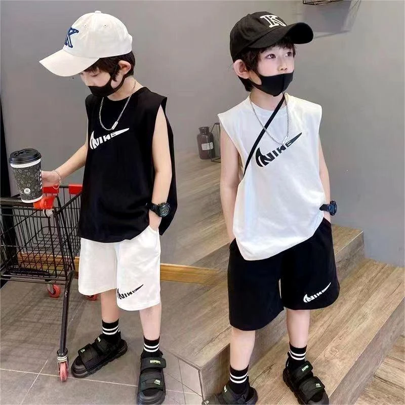 男童夏季套装儿童无袖童装大童背心短裤服装男童儿童服装男孩夏装