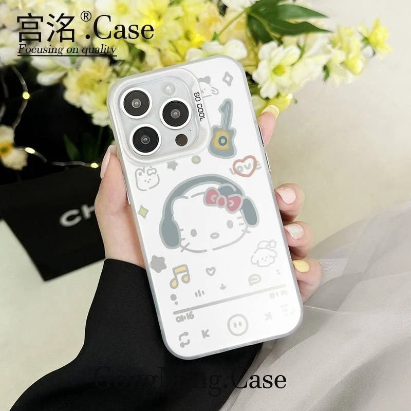音乐KT耳机彩银壳适用于iPhoneiPhone苹果16手机壳华为oppo小米手
