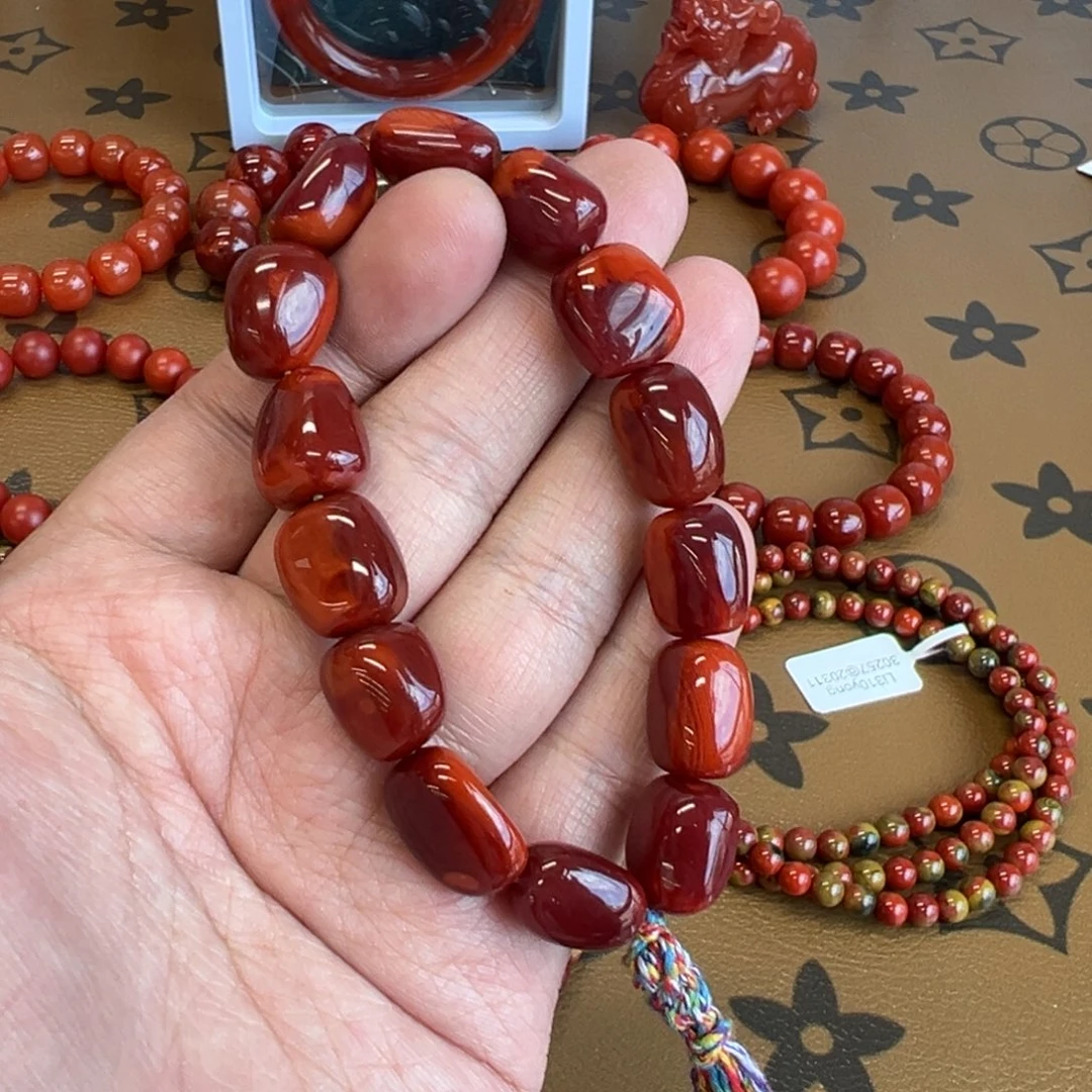 南红玛瑙未镶嵌手链瓦西双色11-12mm