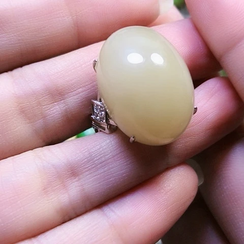 和田玉银S925镶嵌戒指