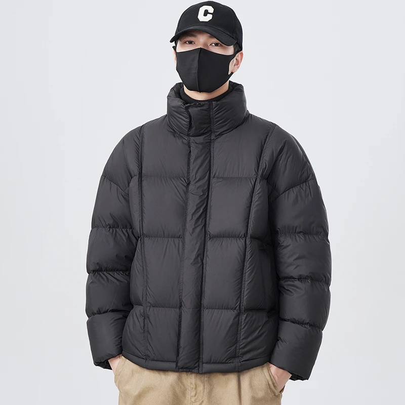 莱蒙璀 2025冬简约纯色韩版男潮流保暖羽绒服白鸭绒时尚百搭国标