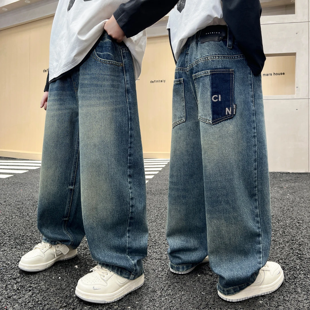 男童牛仔裤春秋2025新款秋装大童休闲裤韩版痞帅男孩裤子儿童长裤