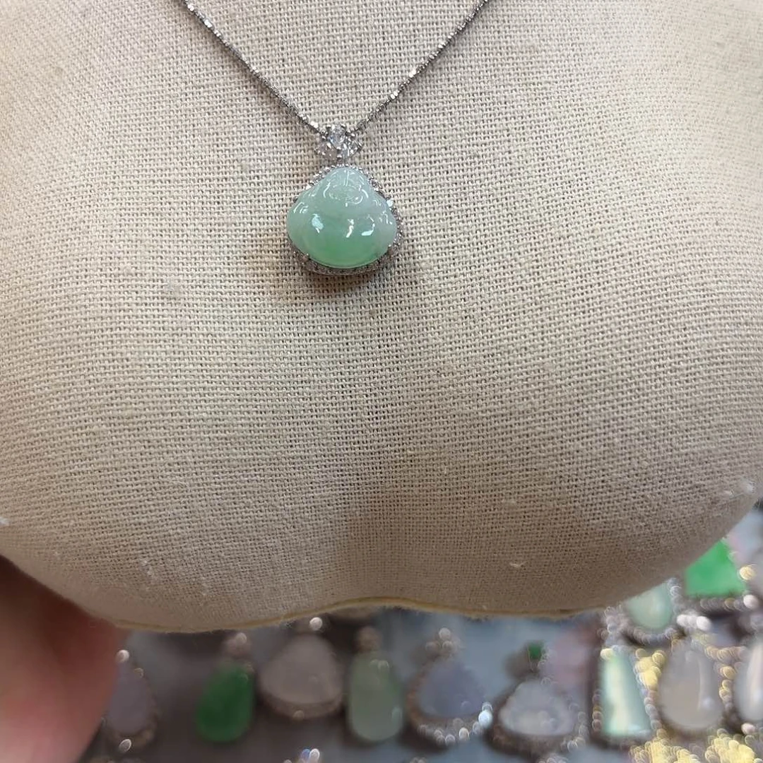 翡翠银S925镀金镶嵌吊坠(不含链)