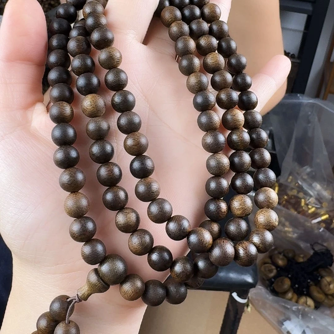 沉香香囊沉香芽庄紫棋圆珠多圈卡08发一沉水级