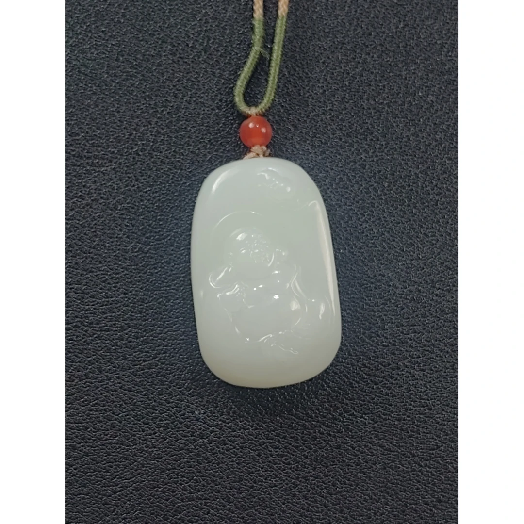 （昆仑鉴玉）和田玉白玉柔光无事牌吊坠 DZ025 35X22X12mm