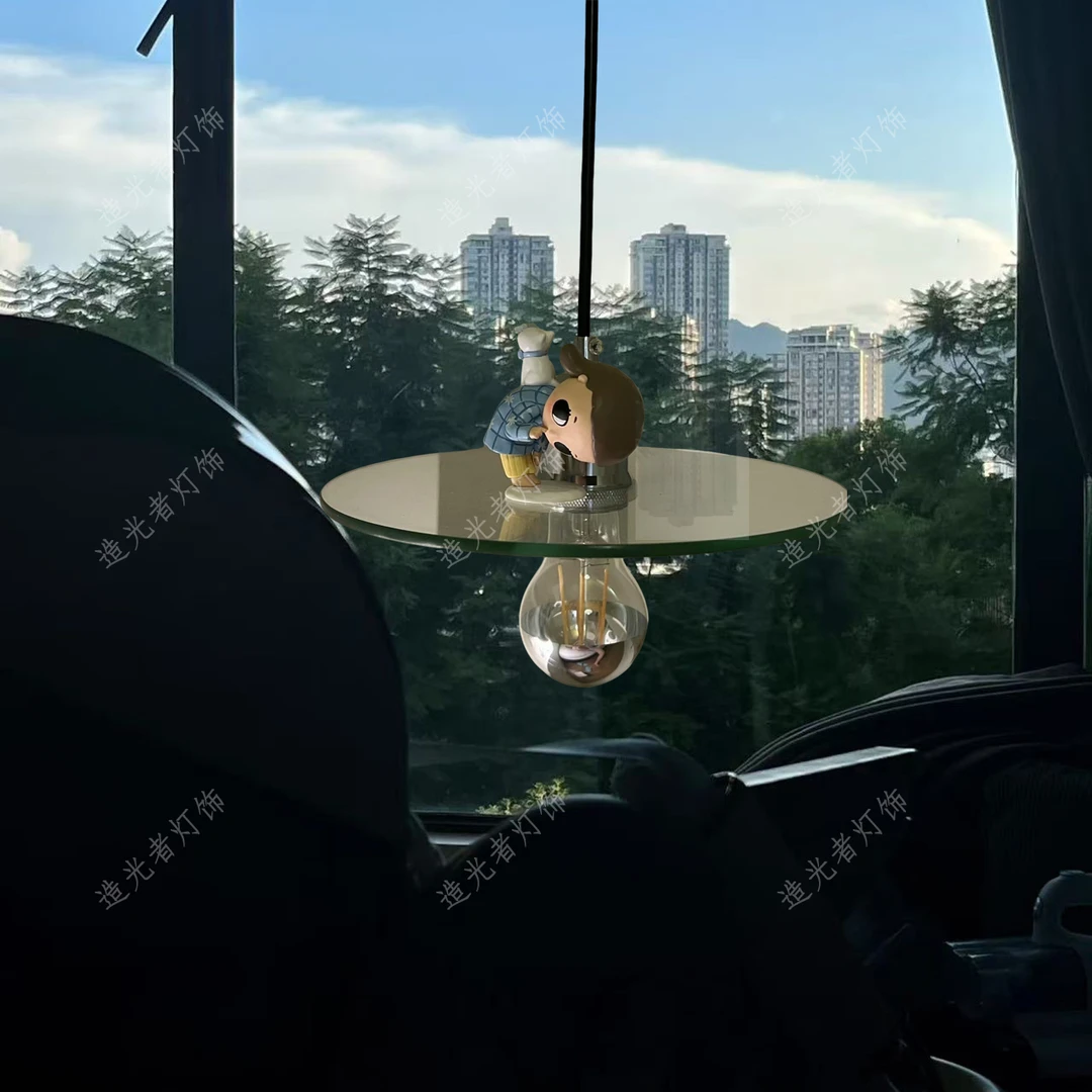 日式玻璃吊灯简约复古中古风餐厅客厅卧室床头个性吧台包豪斯飞碟