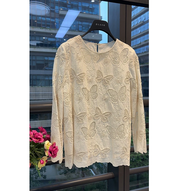 【孤品蝴蝶润物】新中式古风重磅镂空上衣