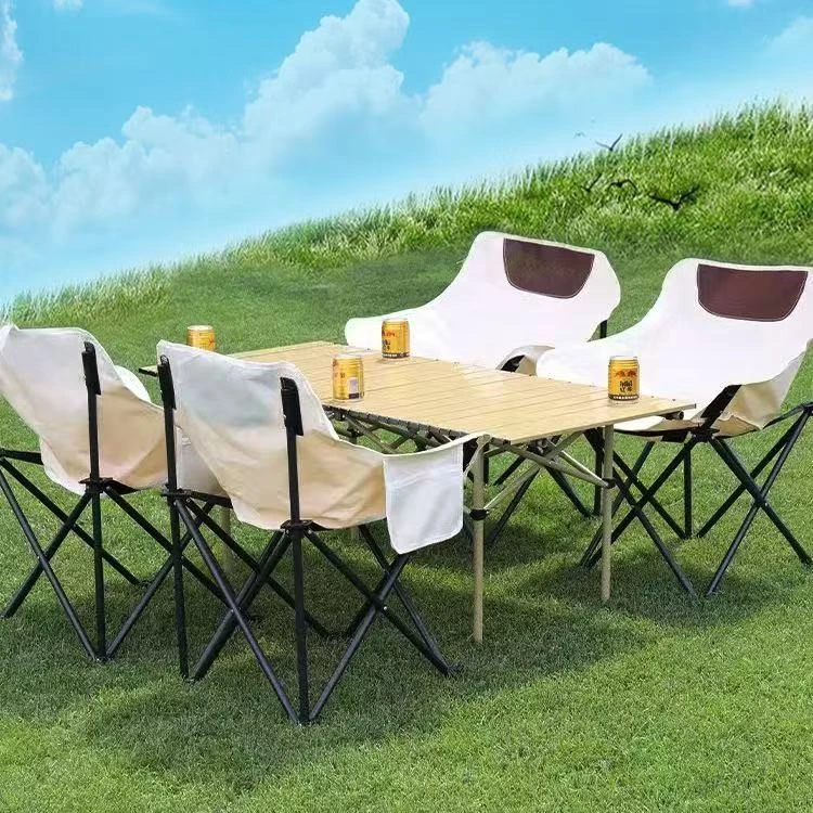便携户外折叠桌椅露营旅行野餐摆摊桌子大号折叠椅子月亮椅折叠桌