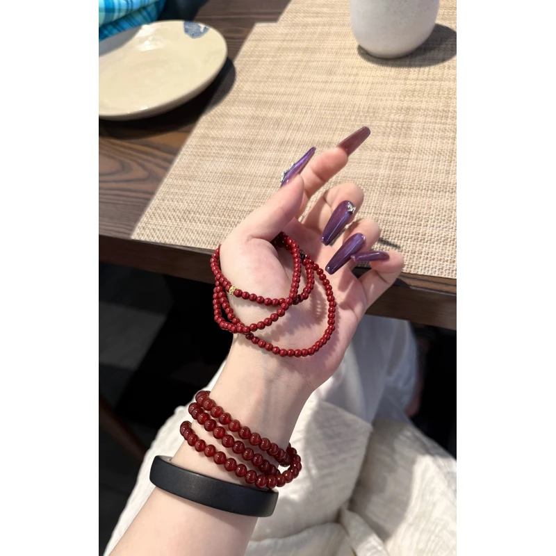 含辰砂工艺品天然朱砂手链女款本命年转运珠手串送女友闺蜜礼物