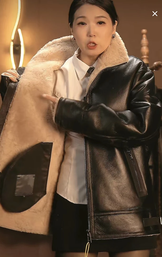 进口加厚皮毛一体男外套皮衣