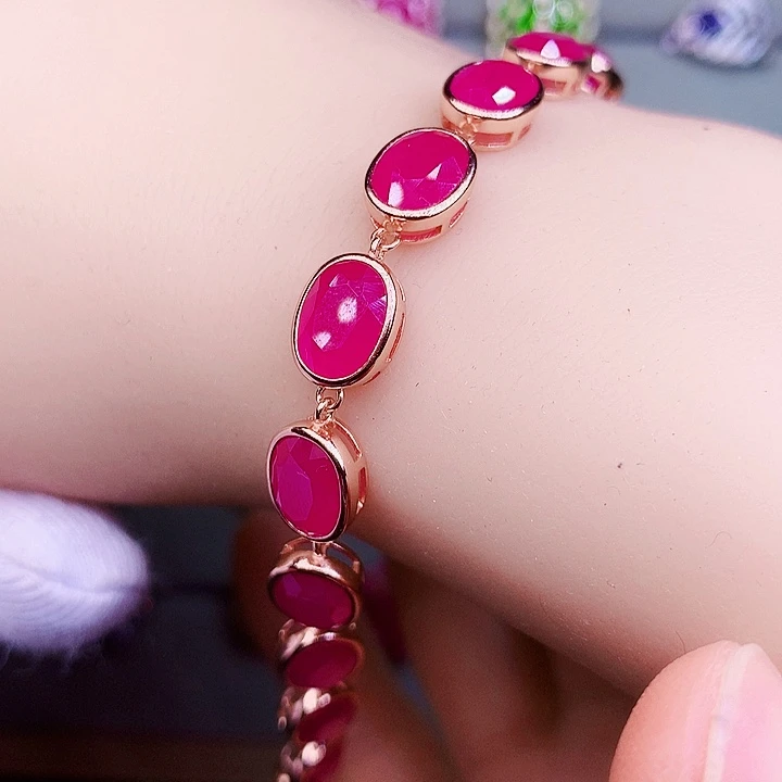 红宝石手链银S925镶嵌