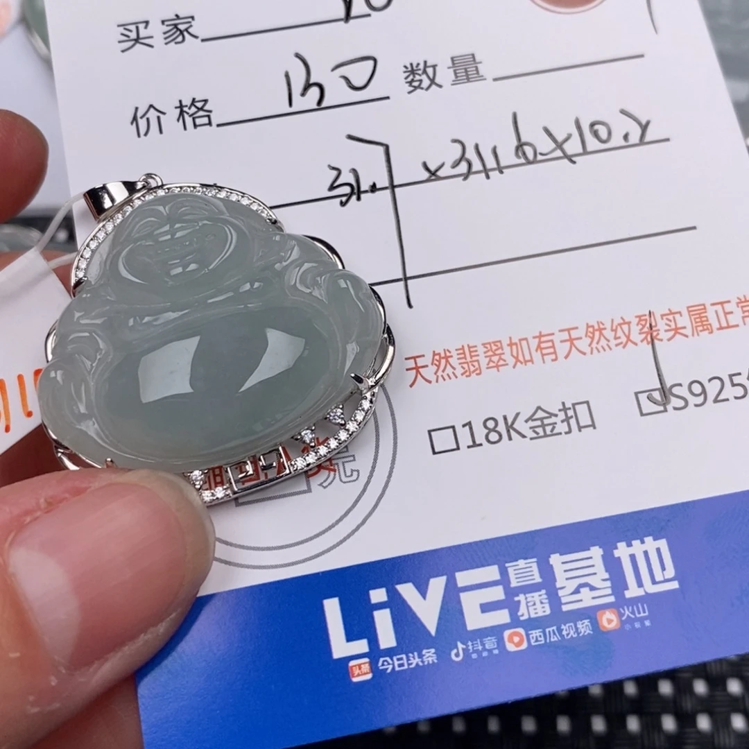 红***）翡翠银S925镶嵌颈饰