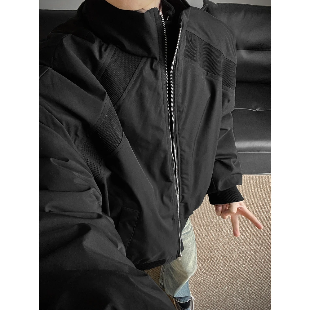 美式解构立领棒球棉衣男女秋冬装外套百搭立体感潮牌宽松纯色棉服