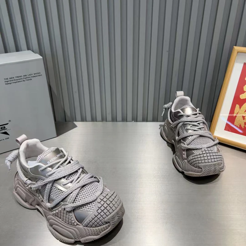 【雅】绑带厚底爆款老爹鞋女25夏季新款百搭运动鞋小个子休闲鞋