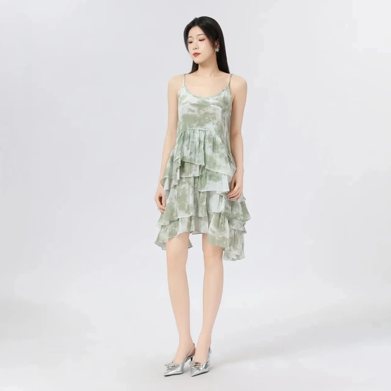 AMASS/阿玛施新款气质度假吊带时尚印花显瘦女550015多巴胺