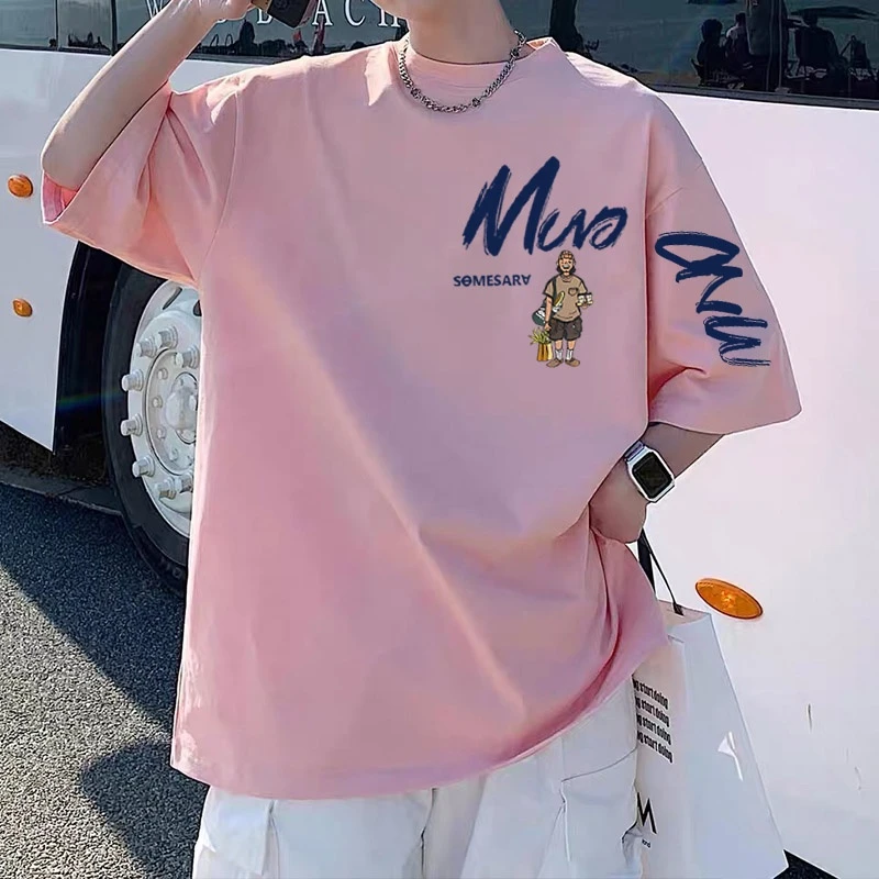 纯棉短袖t恤男装潮牌美式宽松大码半袖夏季新款学生青少年上衣ins