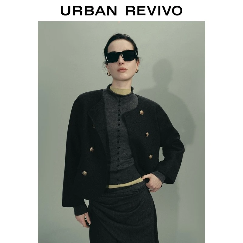 【Urban都市系列】UR2026春季新款女装双排扣外套UWU160003