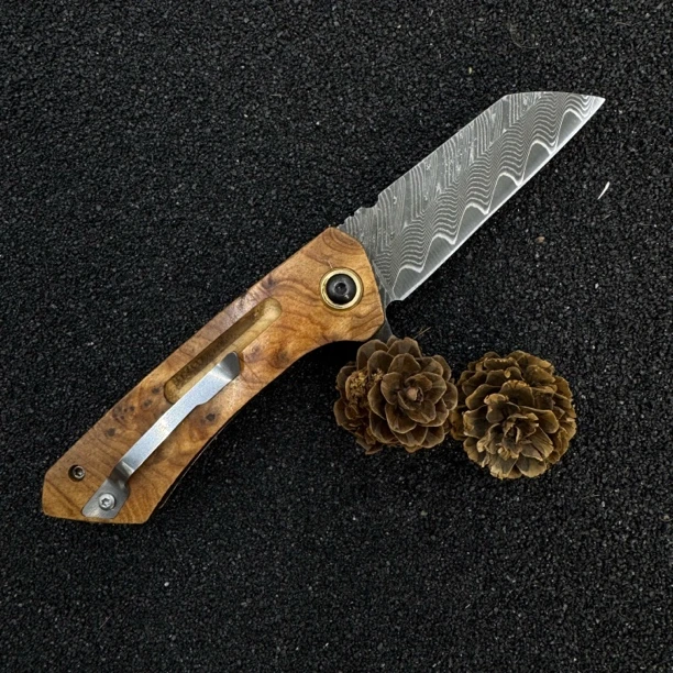 【珍藏级】进口锻造大马士革钢户外水果刀