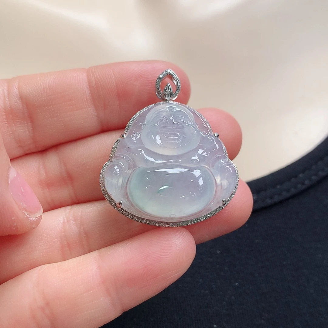 翡翠颈饰18K金镶嵌佛公