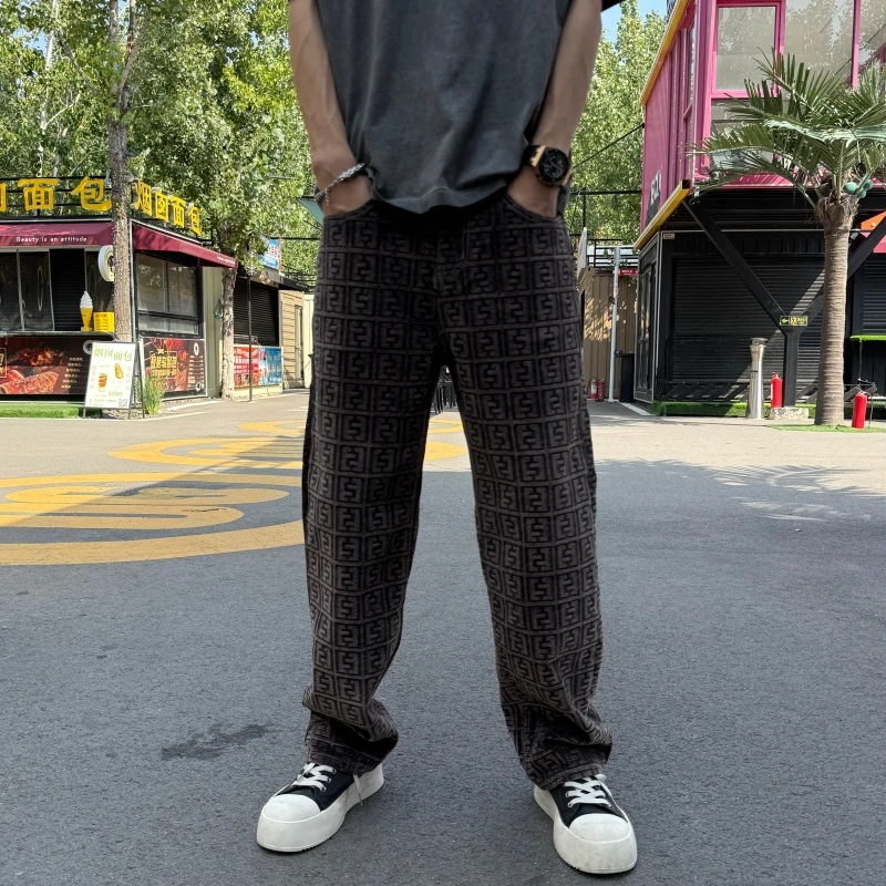 男款加绒直筒男裤微喇小脚裤2025秋冬新款休闲裤水洗牛仔裤痞帅哈