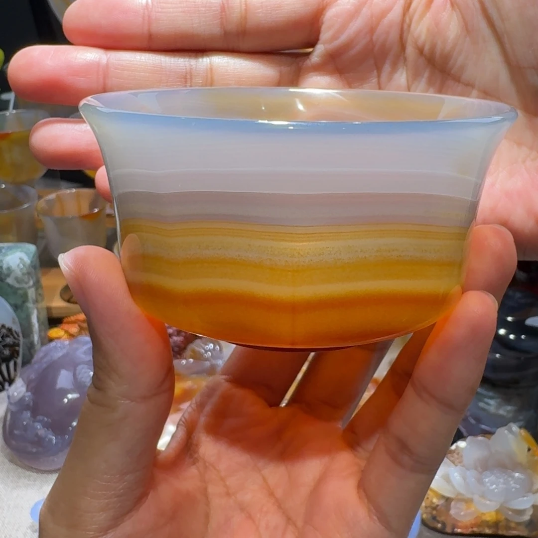 玛瑙/玉髓玛瑙茶杯120毫升未镶嵌