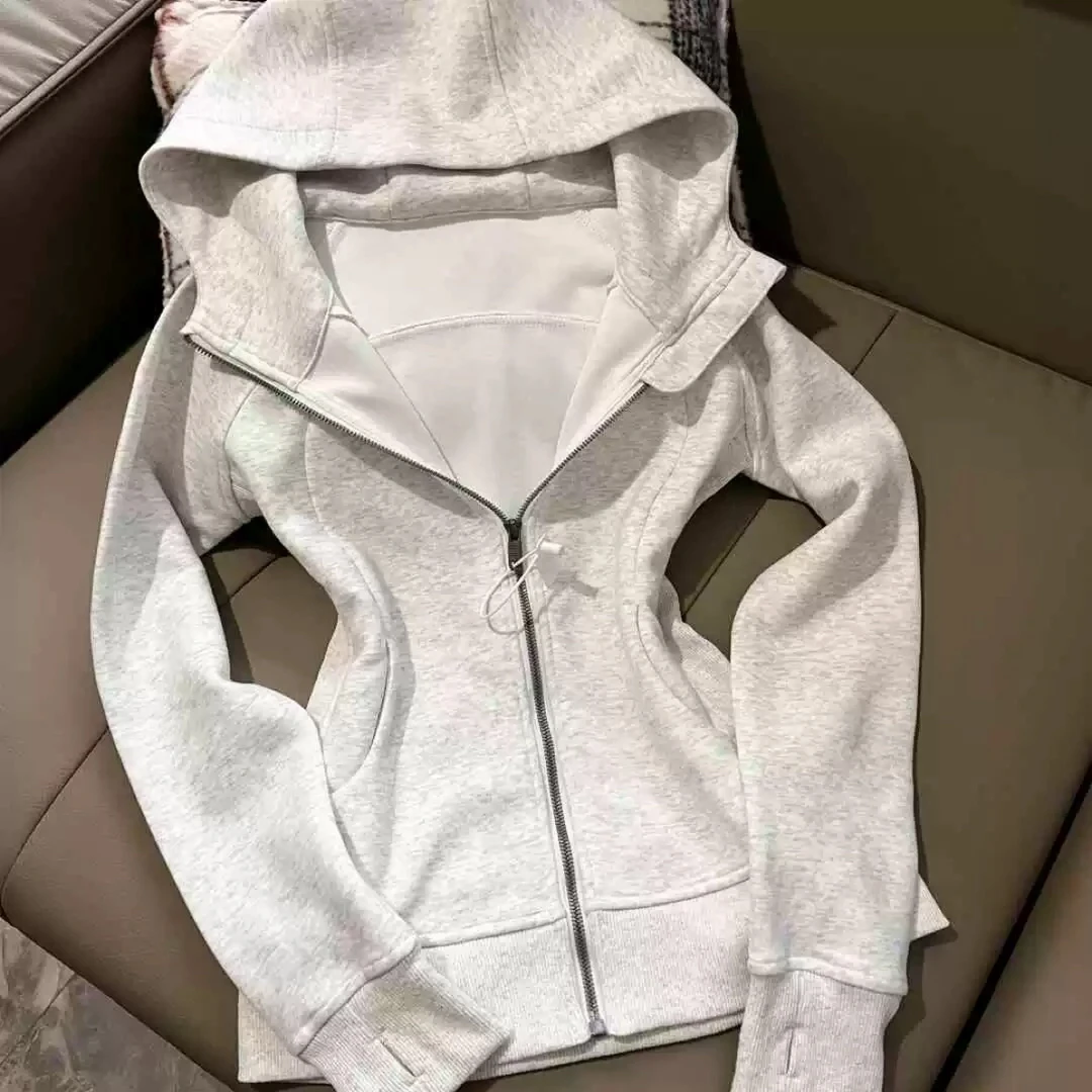 修身外套女款正肩卫衣春秋季连帽衫收腰紧身短款上衣新款