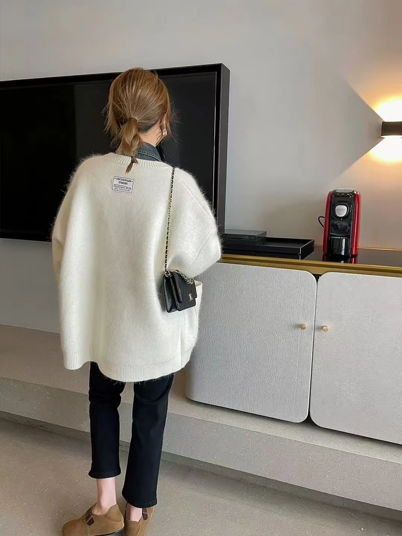 【亚亚精选&高端定制】后背贴标毛衣慵懒宽松软糯亲肤时尚百搭